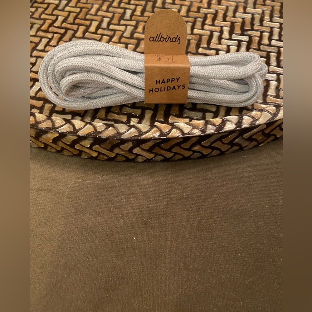 Allbirds Happy Holidays shoe laces. NWOT. Silver